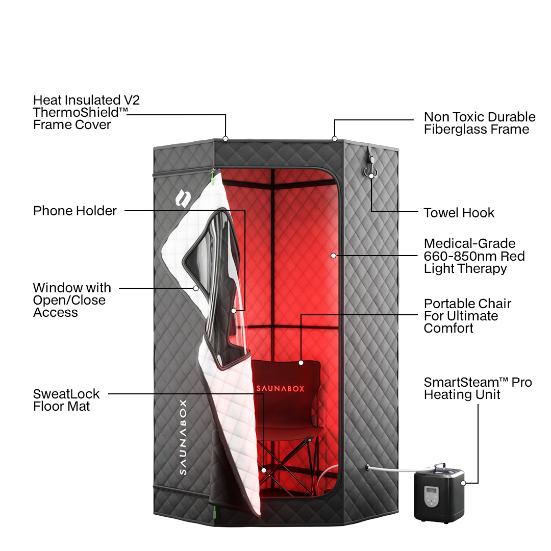 SaunaBox® SmartSteam Pro con terapia de luz roja