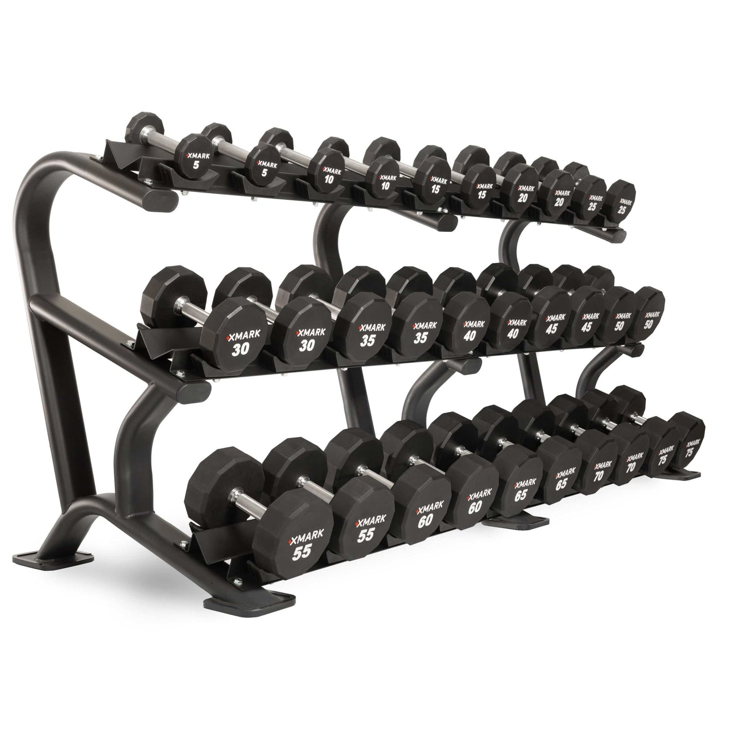 12 - Sided Commercial Urethane Dumbbells (5 - 50 lb and 5 - 75 lb Sets) - Grit Grind Strength