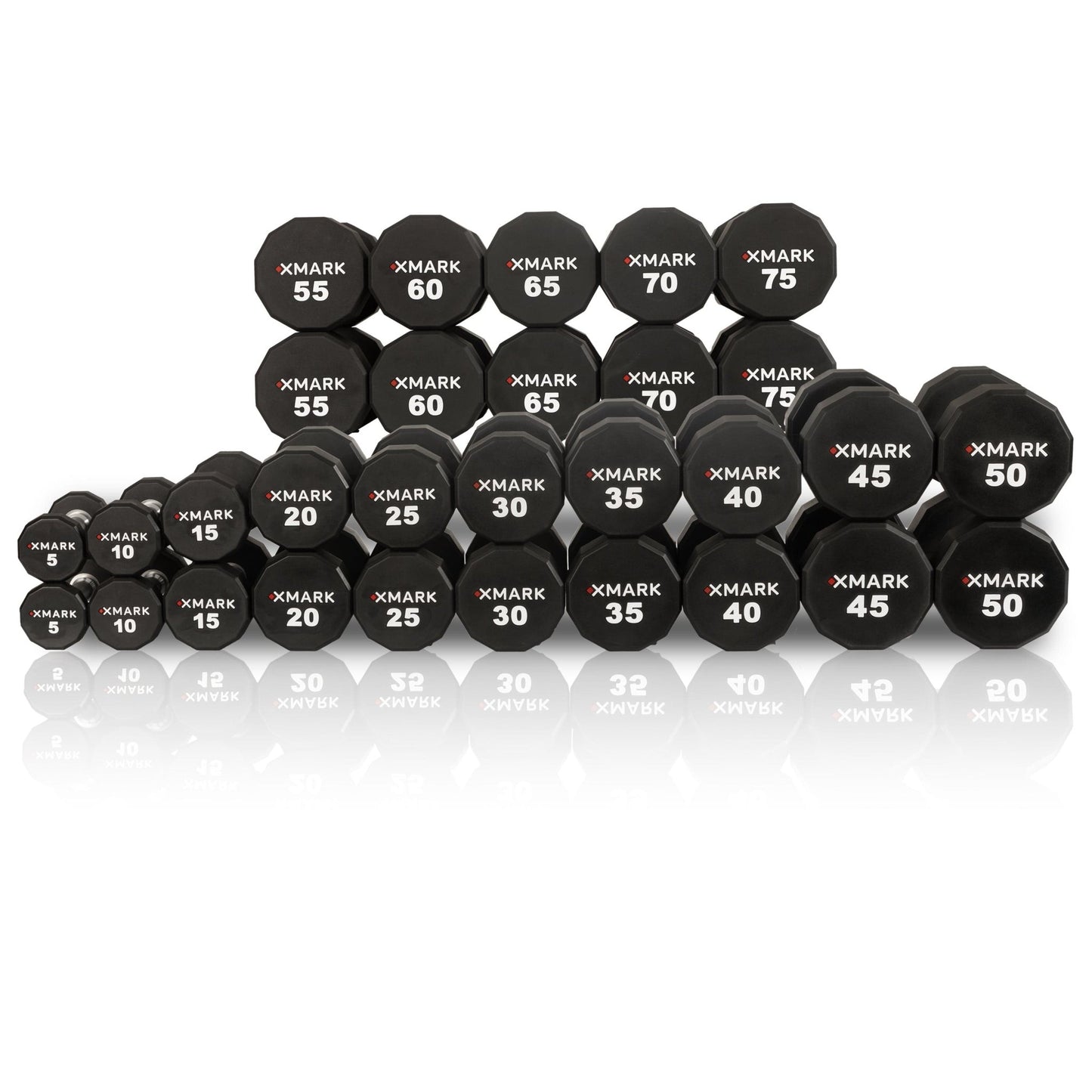 12 - Sided Commercial Urethane Dumbbells (5 - 50 lb and 5 - 75 lb Sets) - Grit Grind Strength