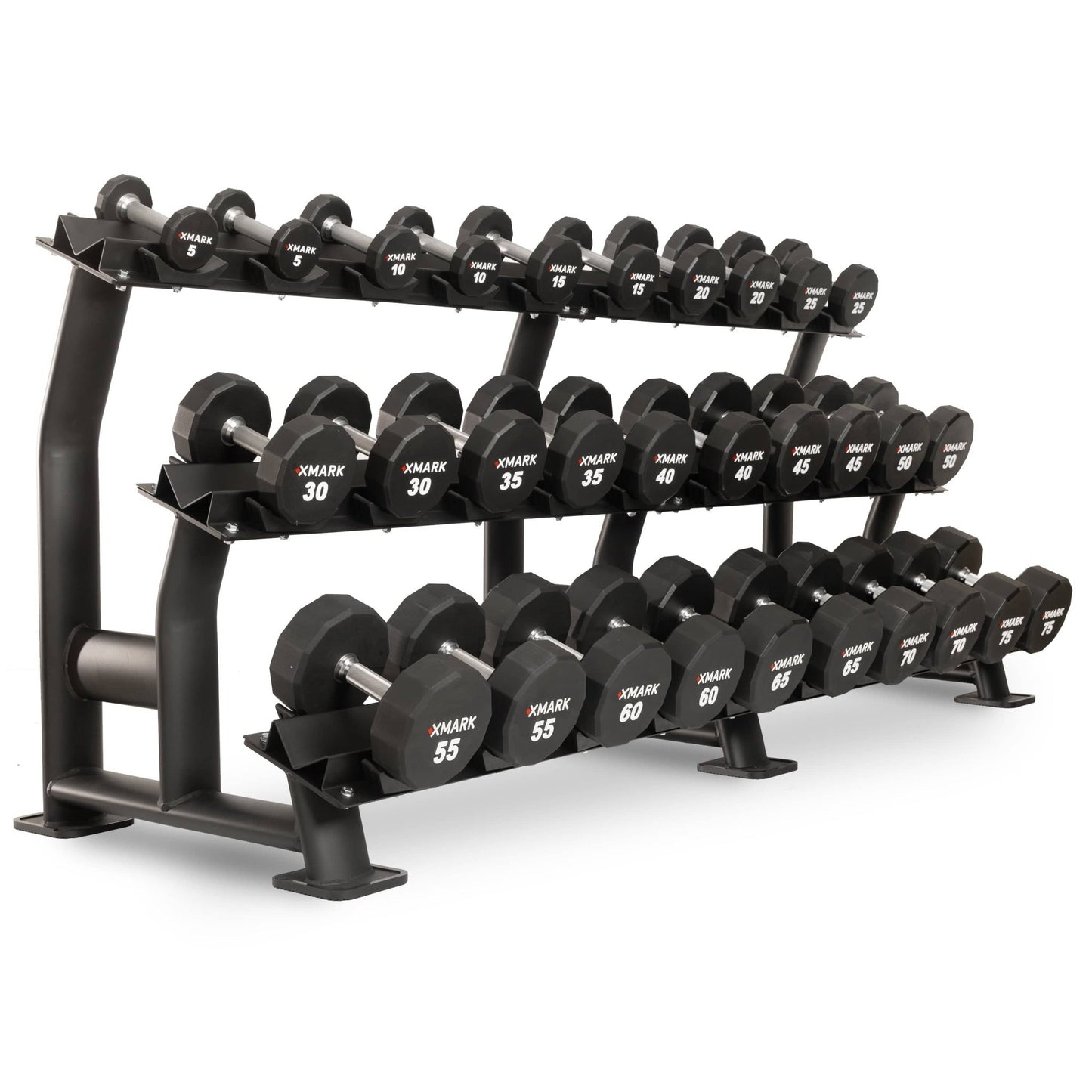 12 - Sided Commercial Urethane Dumbbells (5 - 50 lb and 5 - 75 lb Sets) - Grit Grind Strength