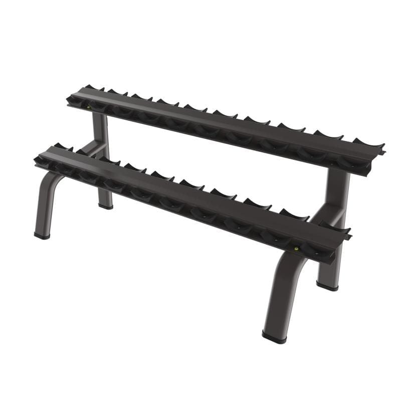 2 - Tier 10 Pairs Round Tube Dumbbell Rack - Black - Grit Grind Strength