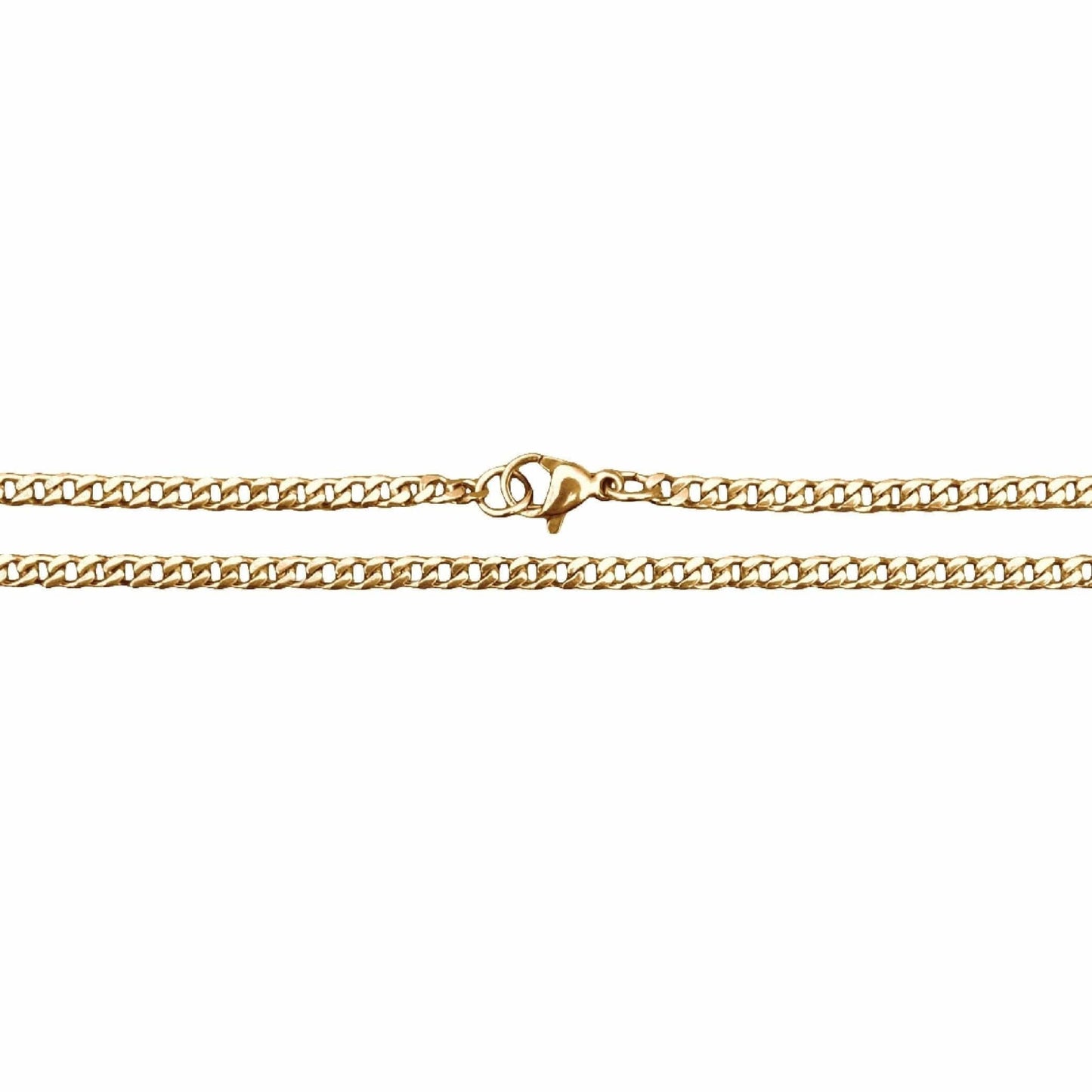 3mm Cuban Link Chain Necklace - 14K Gold Plated Stainless Steel - Grit Grind Strength