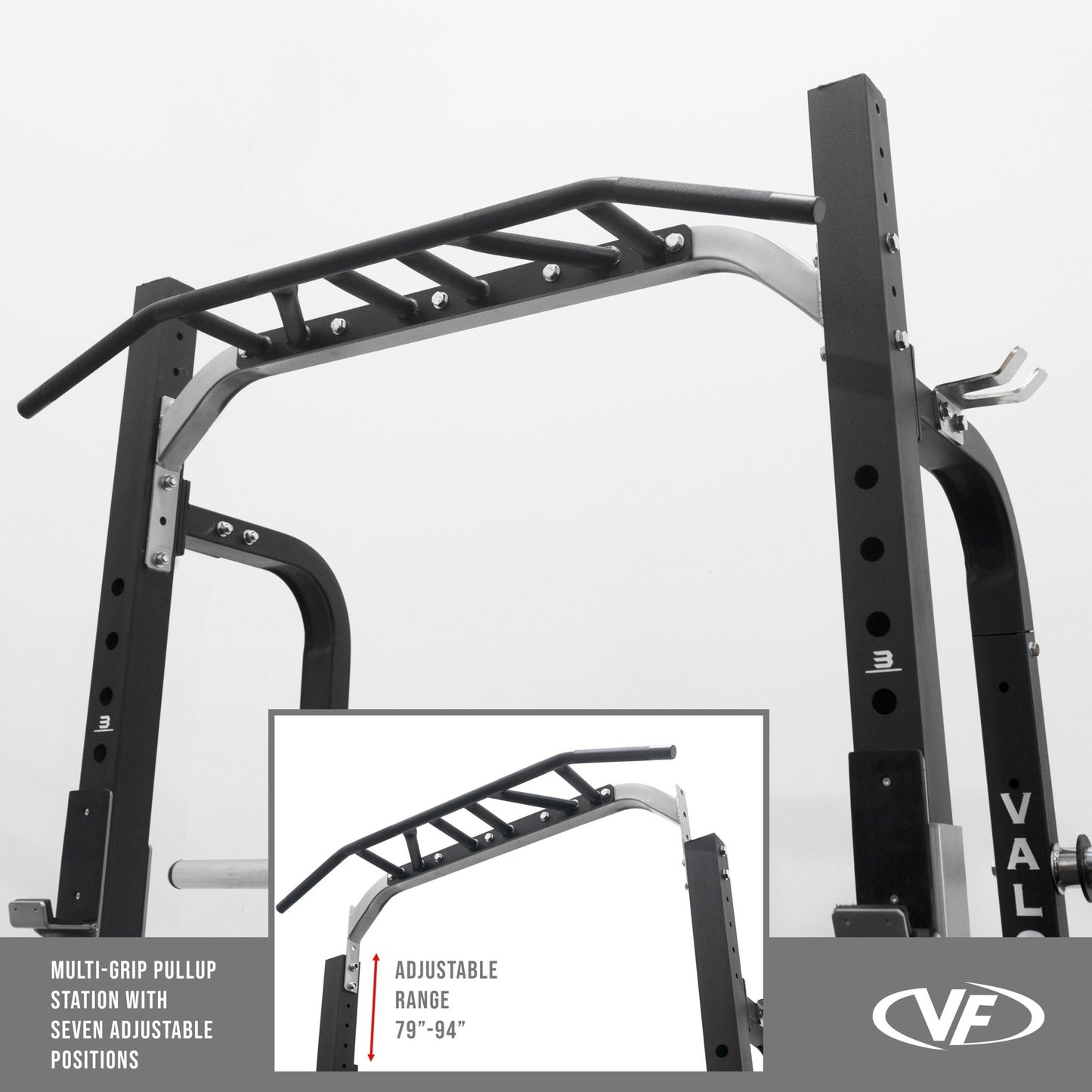 3x3 Half Rack w/ Multi Grip Pullup Bar and Plate Storage - Grit Grind Strength