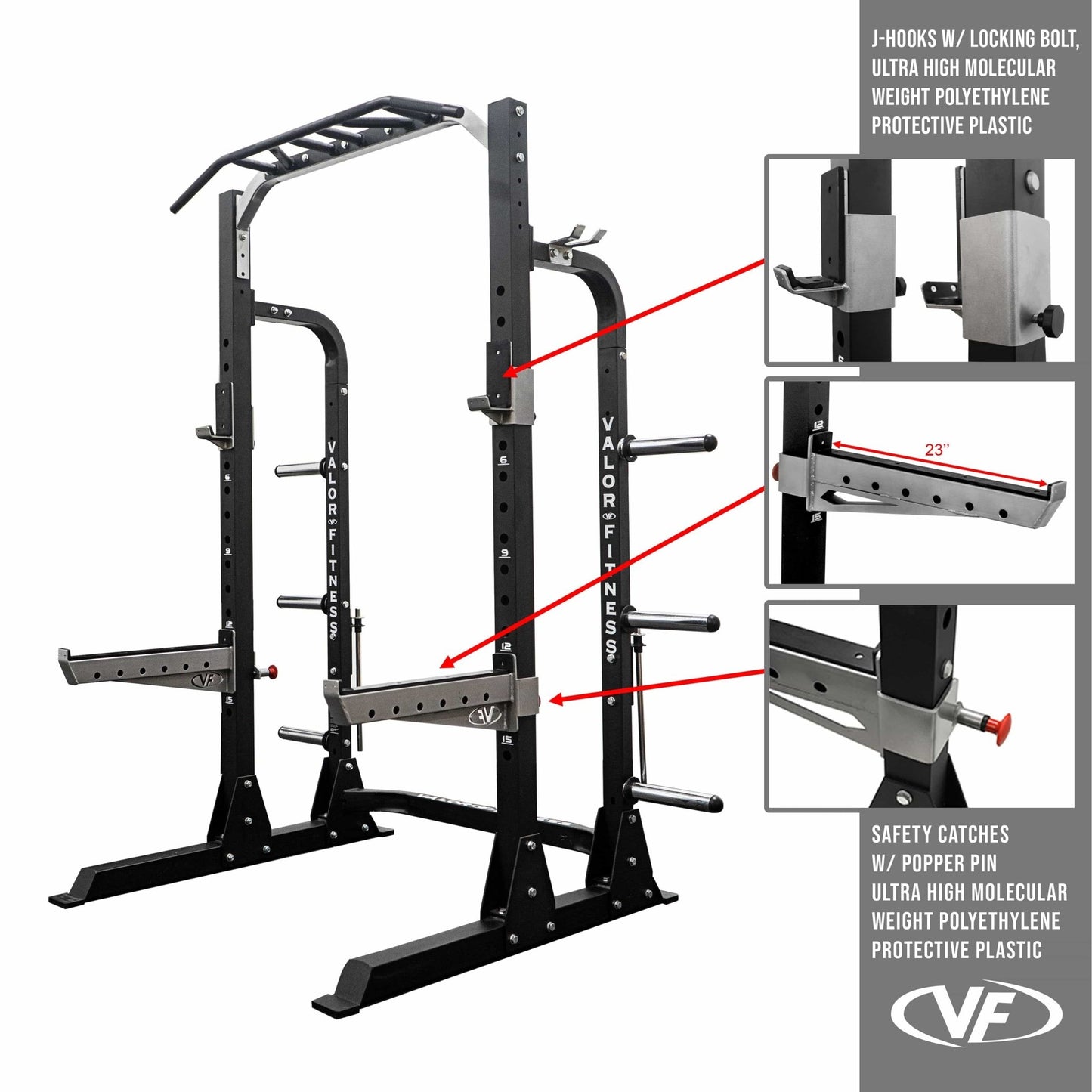 3x3 Half Rack w/ Multi Grip Pullup Bar and Plate Storage - Grit Grind Strength