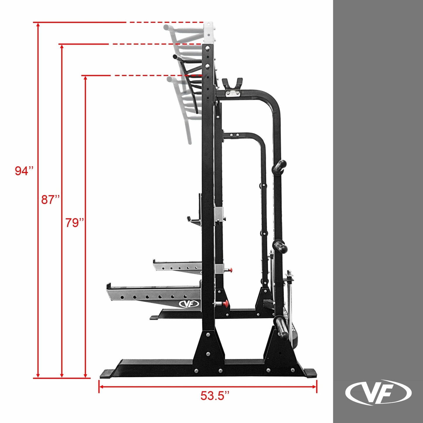 3x3 Half Rack w/ Multi Grip Pullup Bar and Plate Storage - Grit Grind Strength