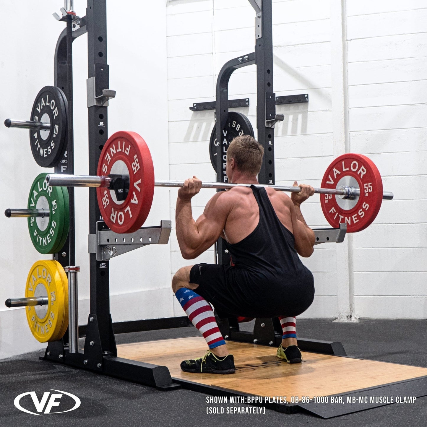 3x3 Half Rack w/ Platform, Multi Grip Bar, and Plate Storage - Grit Grind Strength