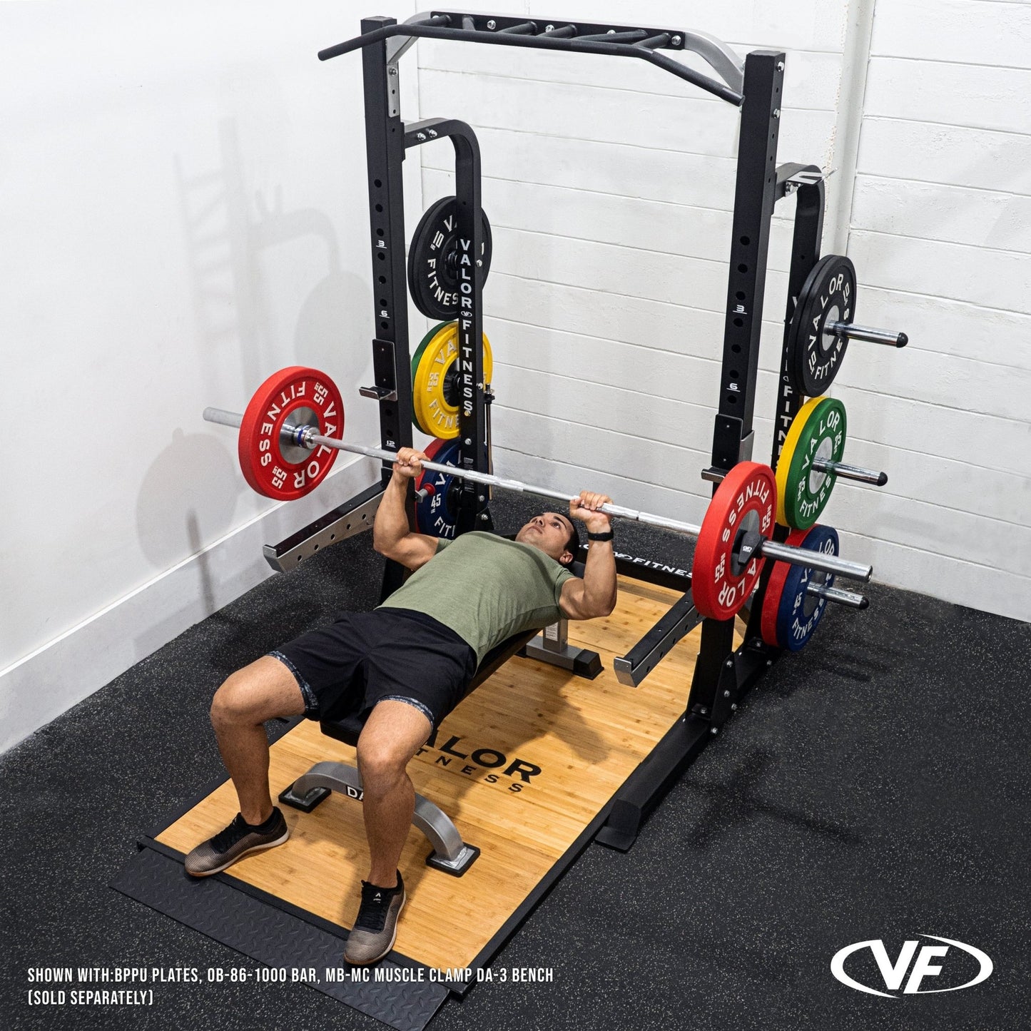 3x3 Half Rack w/ Platform, Multi Grip Bar, and Plate Storage - Grit Grind Strength