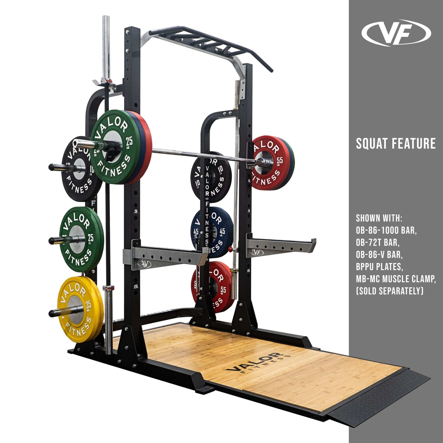 3x3 Half Rack w/ Platform, Multi Grip Bar, and Plate Storage - Grit Grind Strength