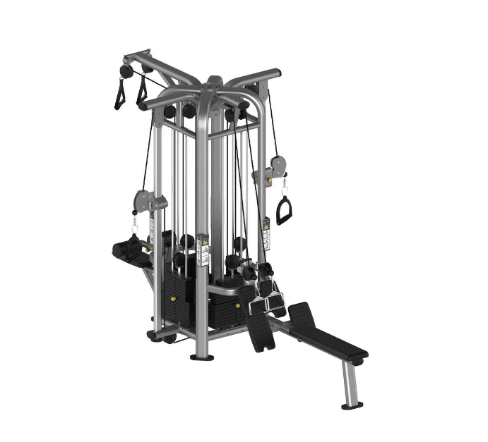 4 Stack Megatron Deluxe Jungle Gym - Muscle D Fitness - Commercial Lat Pull, Low Row, Adj. Hi/Low Pulleys - Grit Grind Strength