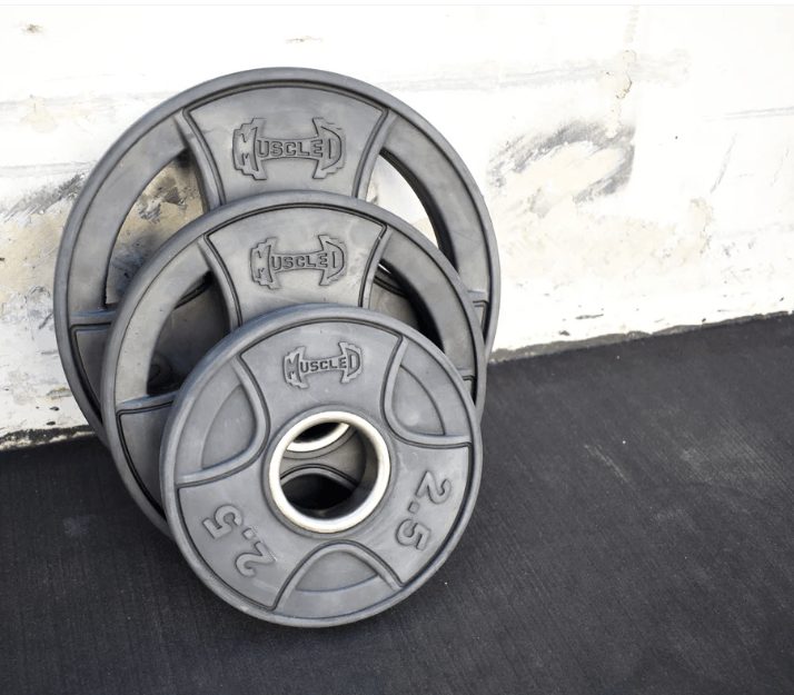 7' Hard Chrome Triple Bearing Olympic Bar and Bumper Plate Set - Grit Grind Strength
