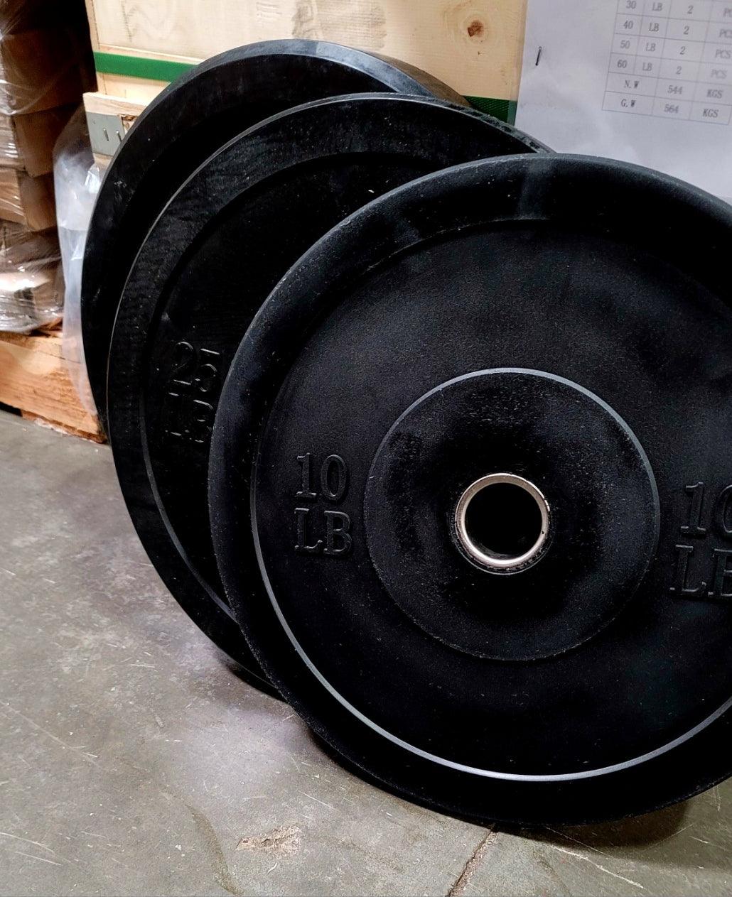 7' Hard Chrome Triple Bearing Olympic Bar and Bumper Plate Set - Grit Grind Strength