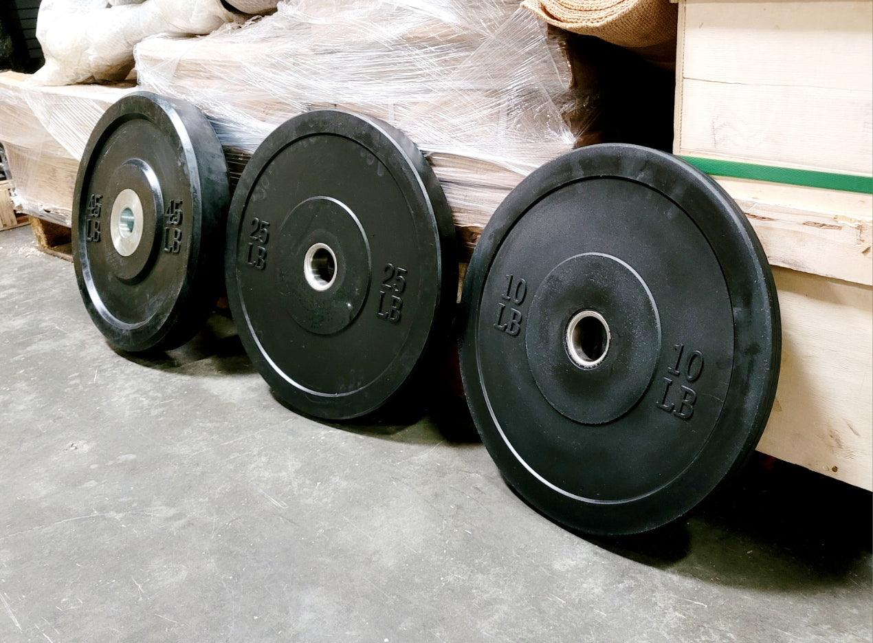 7' Hard Chrome Triple Bearing Olympic Bar and Bumper Plate Set - Grit Grind Strength