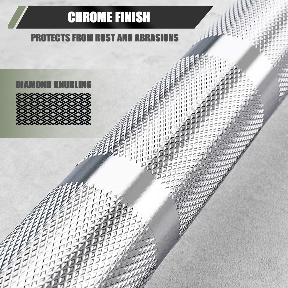 7ft 45lb Home Gym Barbell Chrome Black - Grit Grind Strength