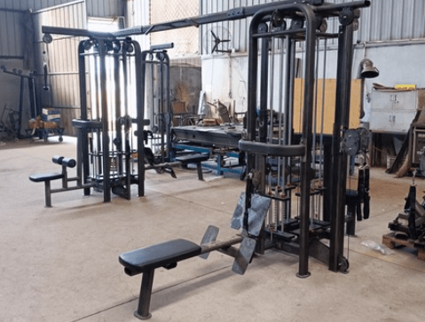 8 Stack Megatron Standard Jungle Gym - 2 Colors - Muscle D Fitness - Black/Silver, Lat Pulldown, Pull - up, Low Row, Single/Double Pulleys - Grit Grind Strength