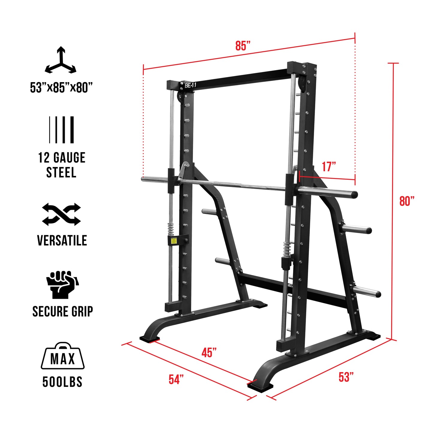 Counterbalanced Smith Machine with Plate Storage Pegs - Grit Grind Strength