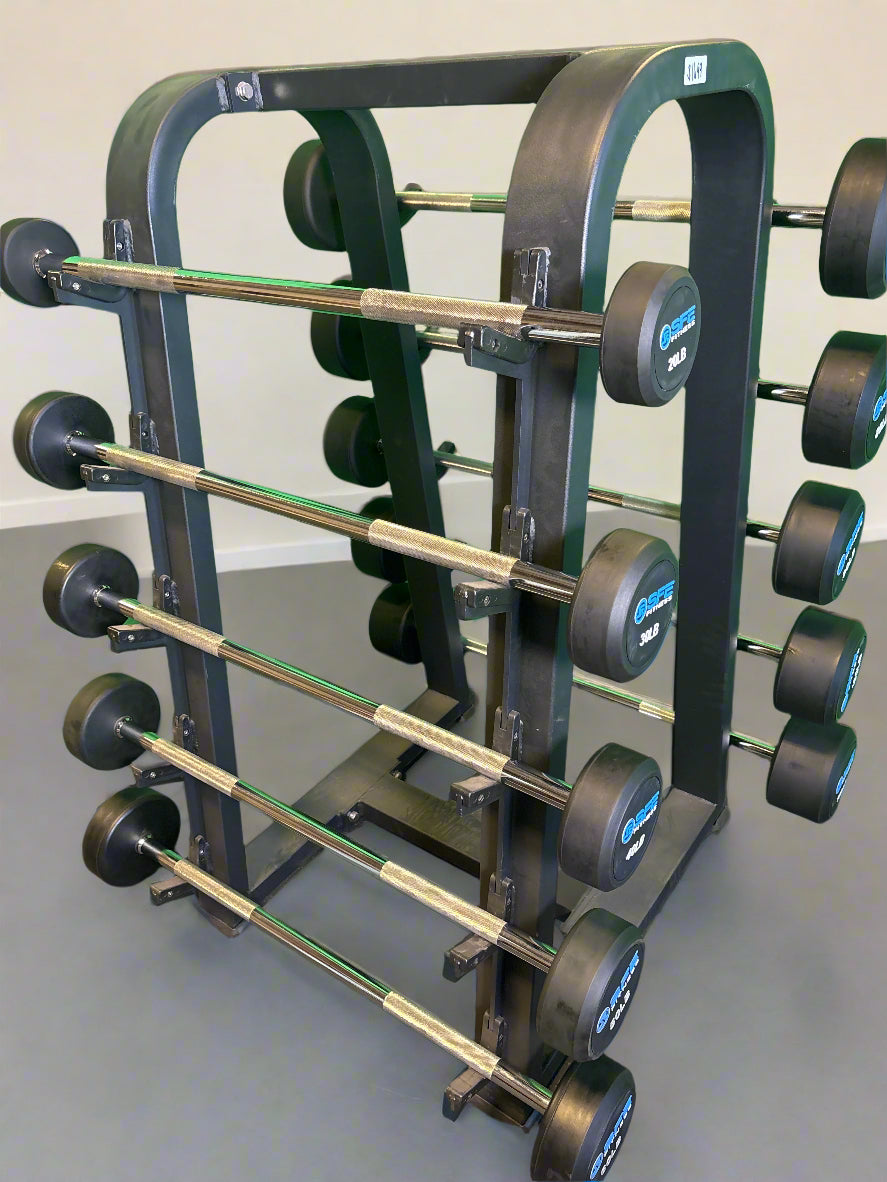 SFE Rubber Fixed Straight Barbell SET 20LBs - 110LBs with Rack (New)