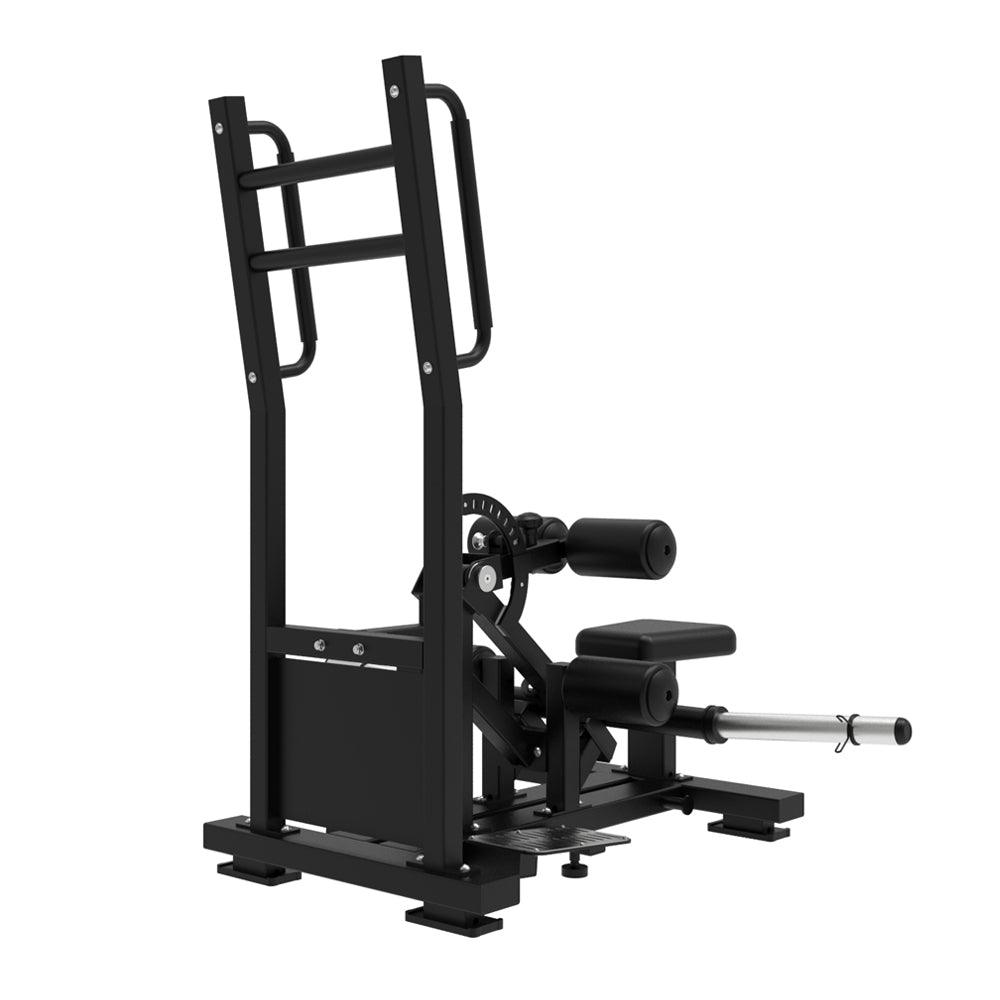 Excel Standing Hip Thrust - Muscle D Fitness - Plate Load Extension - Band Compatible - Adjustable Pads - Grit Grind Strength