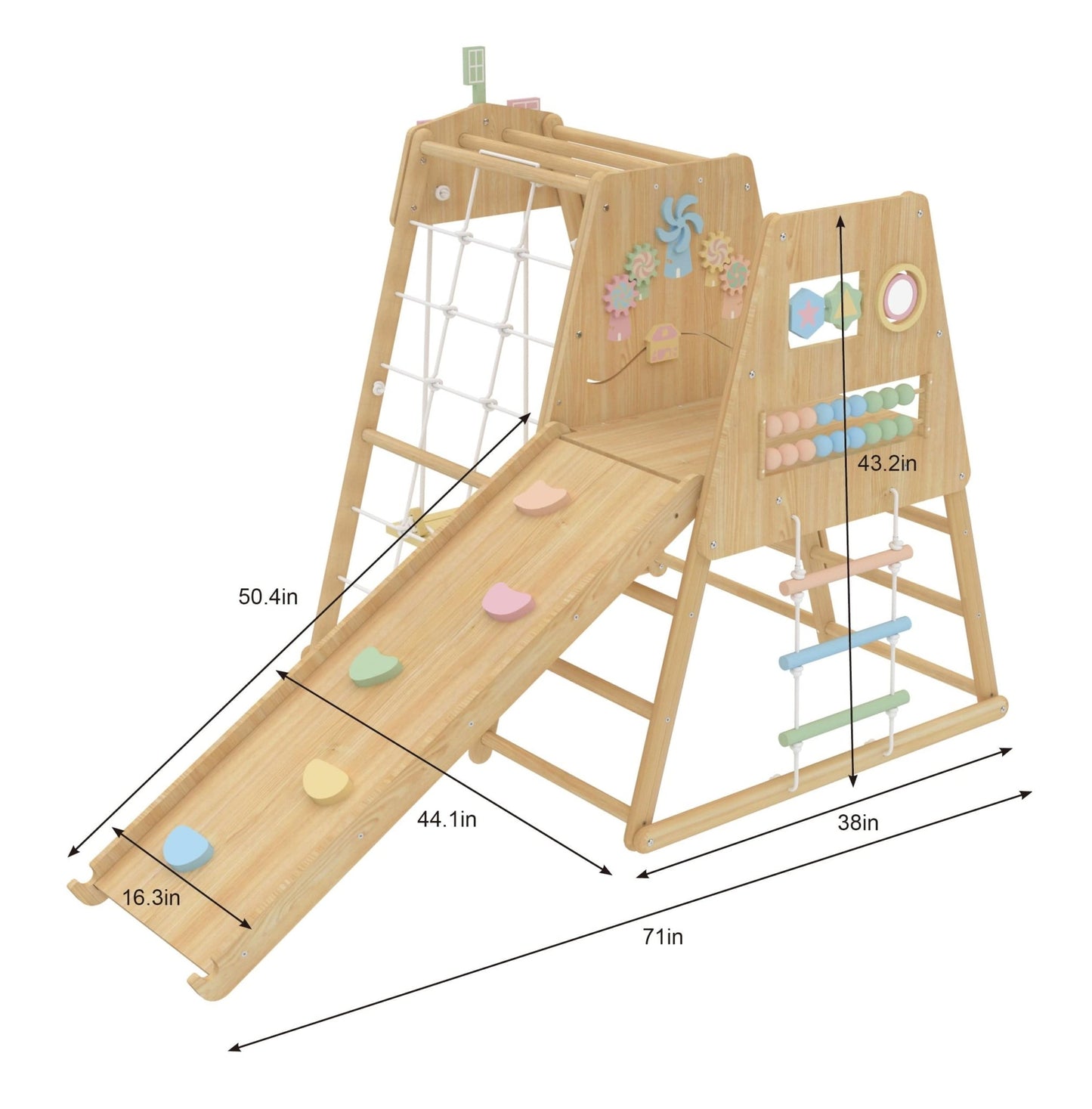 Avenlur Cherry 5 - in - 1 Wooden Indoor Climber – Montessori Play Gym for Toddlers & Kids - Grit Grind Strength