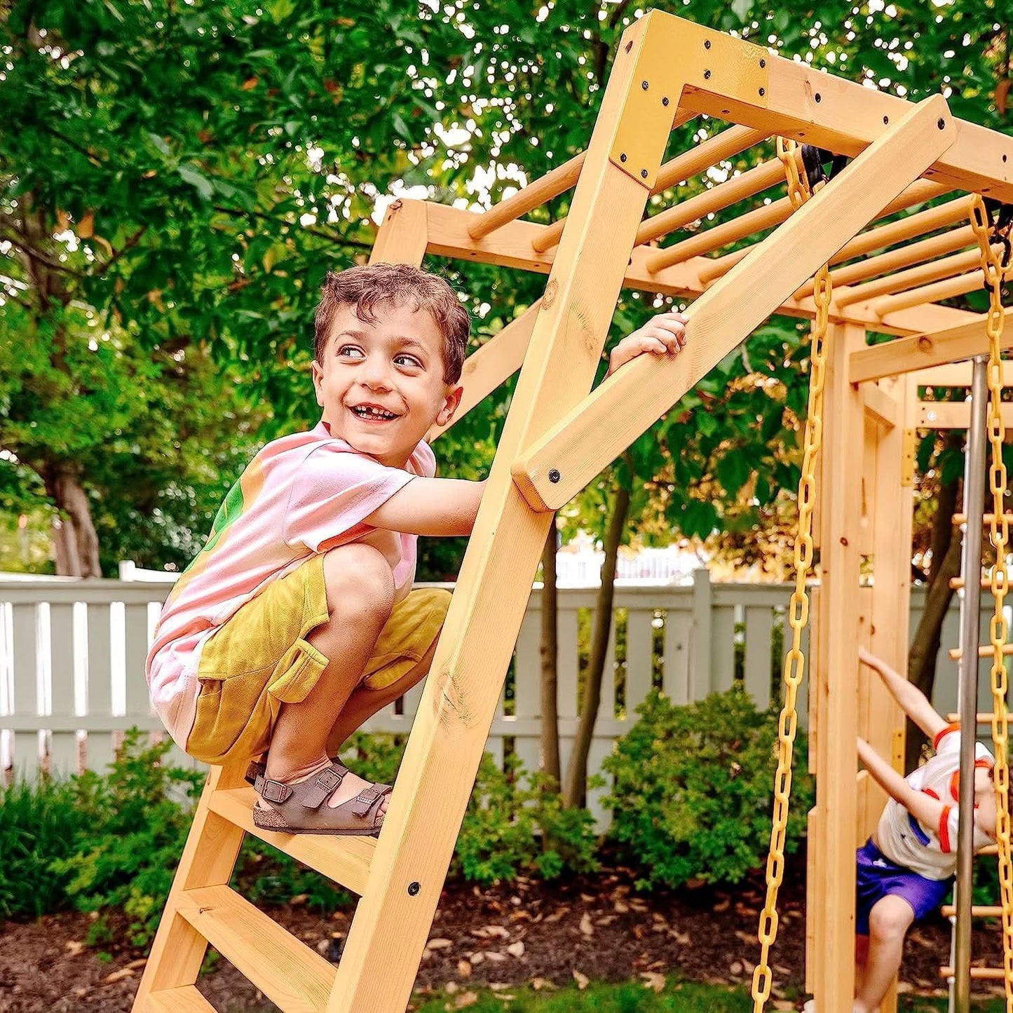 Avenlur Hawthorn XL Wooden Outdoor Playset – Slide, Swing, Climbing Wall & Monkey Bars | Backyard Playground Set for Kids - Grit Grind Strength