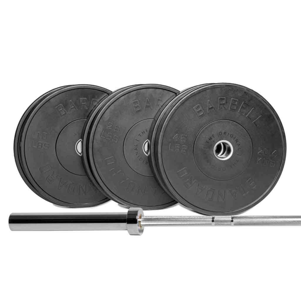Barbell Standard Set Bar + 160lbs Bumper Barbell 1000 Compact Barbell Weight Sets