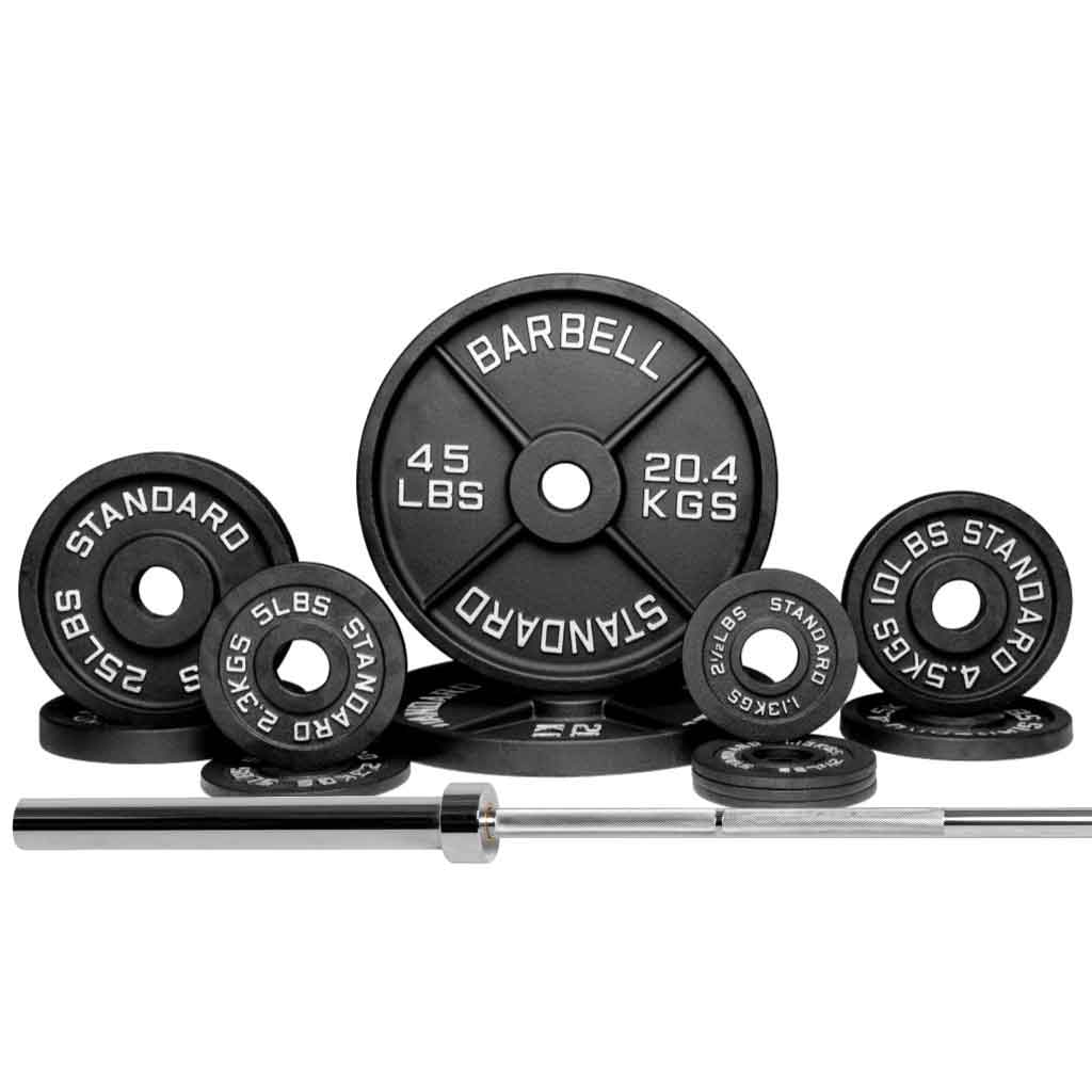Barbell Standard Set Bar + 180lbs Barbell 2000 Power Barbell Weight Sets