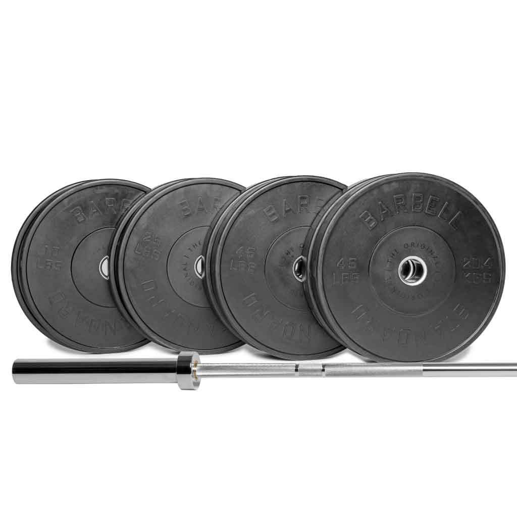 Barbell Standard Set Bar + 250lbs Bumper Barbell 1000 Compact Barbell Weight Sets