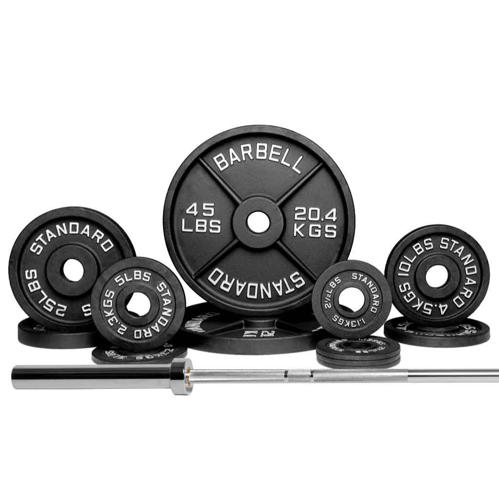 Barbell Standard Set Compact Barbell 1000 / 180LB Barbell & Weight Set Bundle Builder
