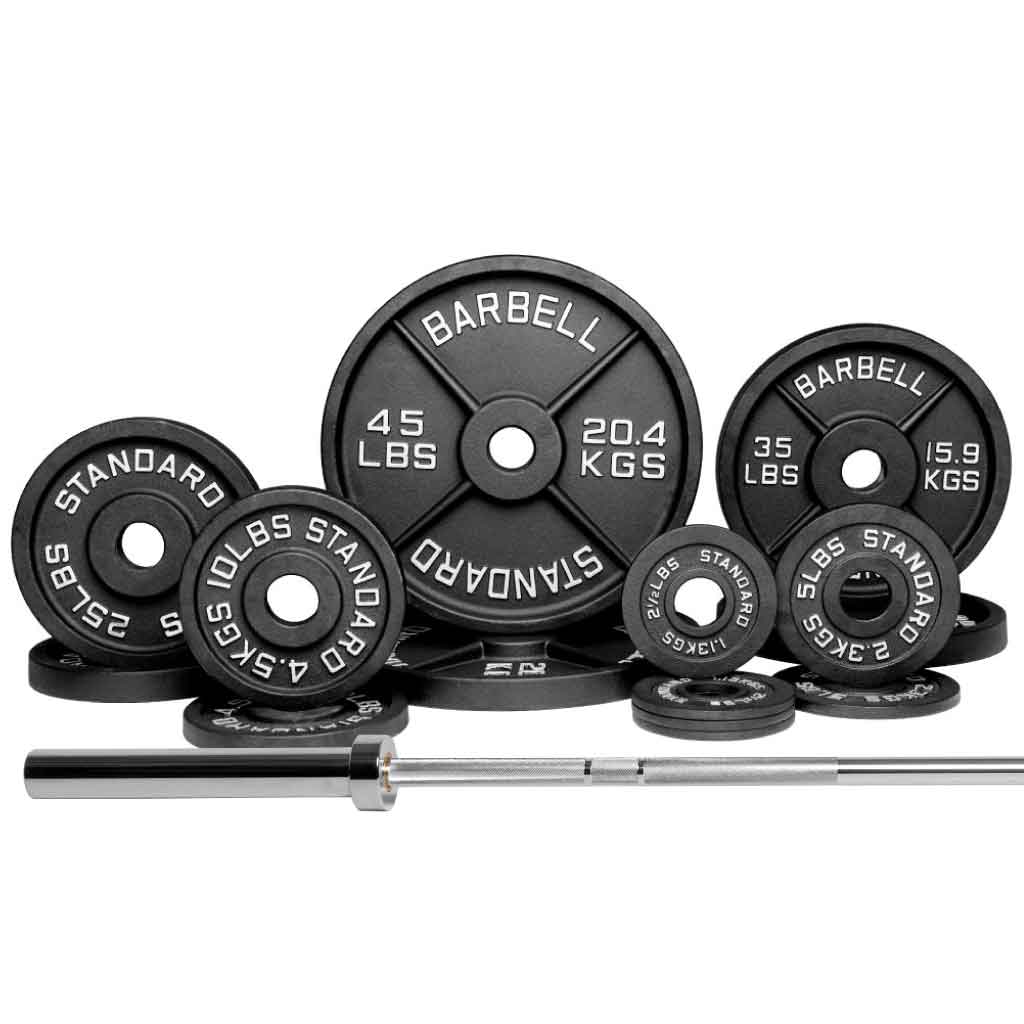 Barbell Standard Set Compact Barbell 1000 / 250LB Barbell & Weight Set Bundle Builder