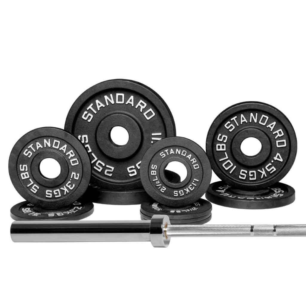 Barbell Standard Set Compact Barbell 1000 / 90LB Barbell & Weight Set Bundle Builder