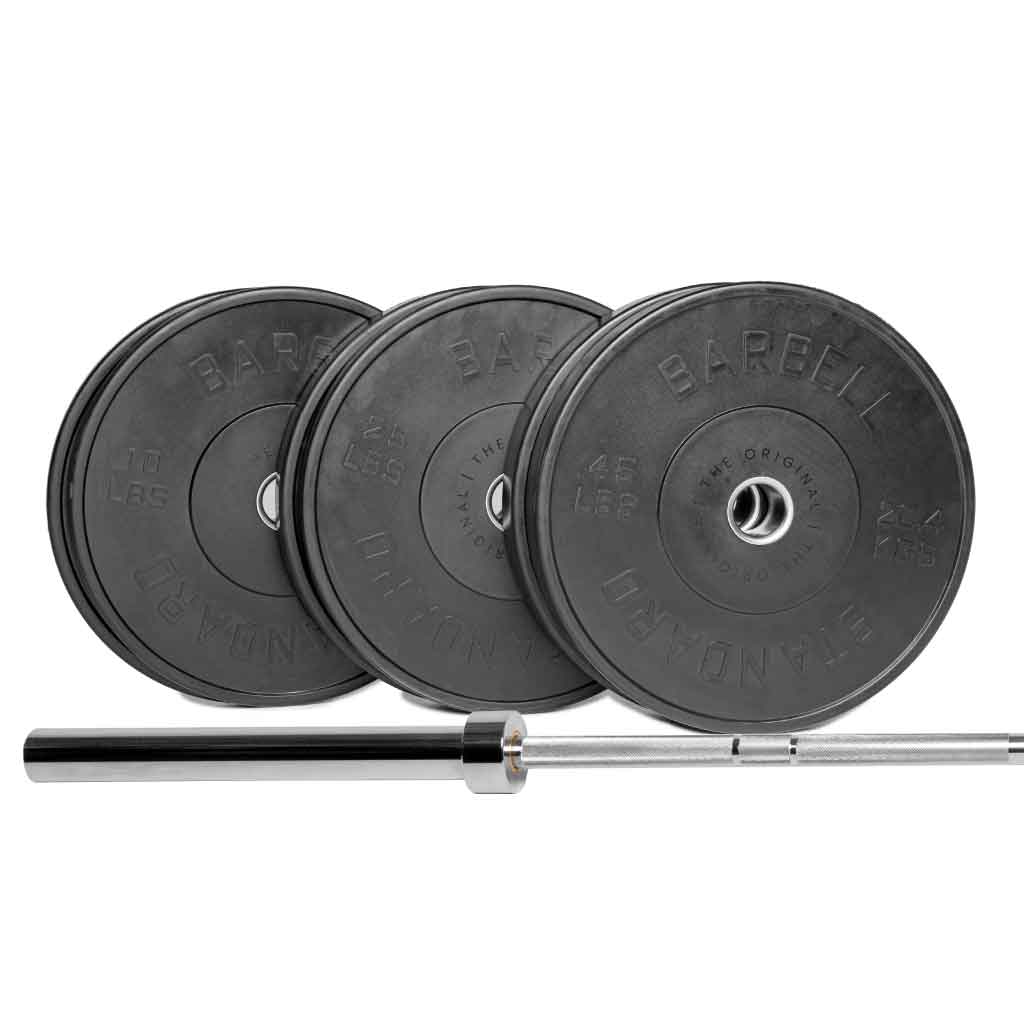 Barbell Standard Set Olympic Barbell 1500 / 160LB Bumper Barbell & Weight Set Bundle Builder