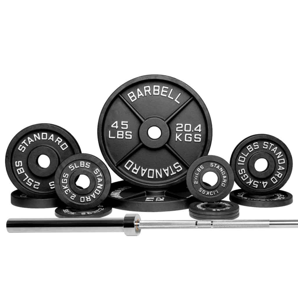 Barbell Standard Set Olympic Barbell 1500 / 180LB Barbell & Weight Set Bundle Builder