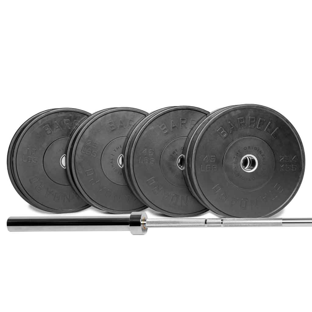 Barbell Standard Set Olympic Barbell 1500 / 250LB Bumper Barbell & Weight Set Bundle Builder