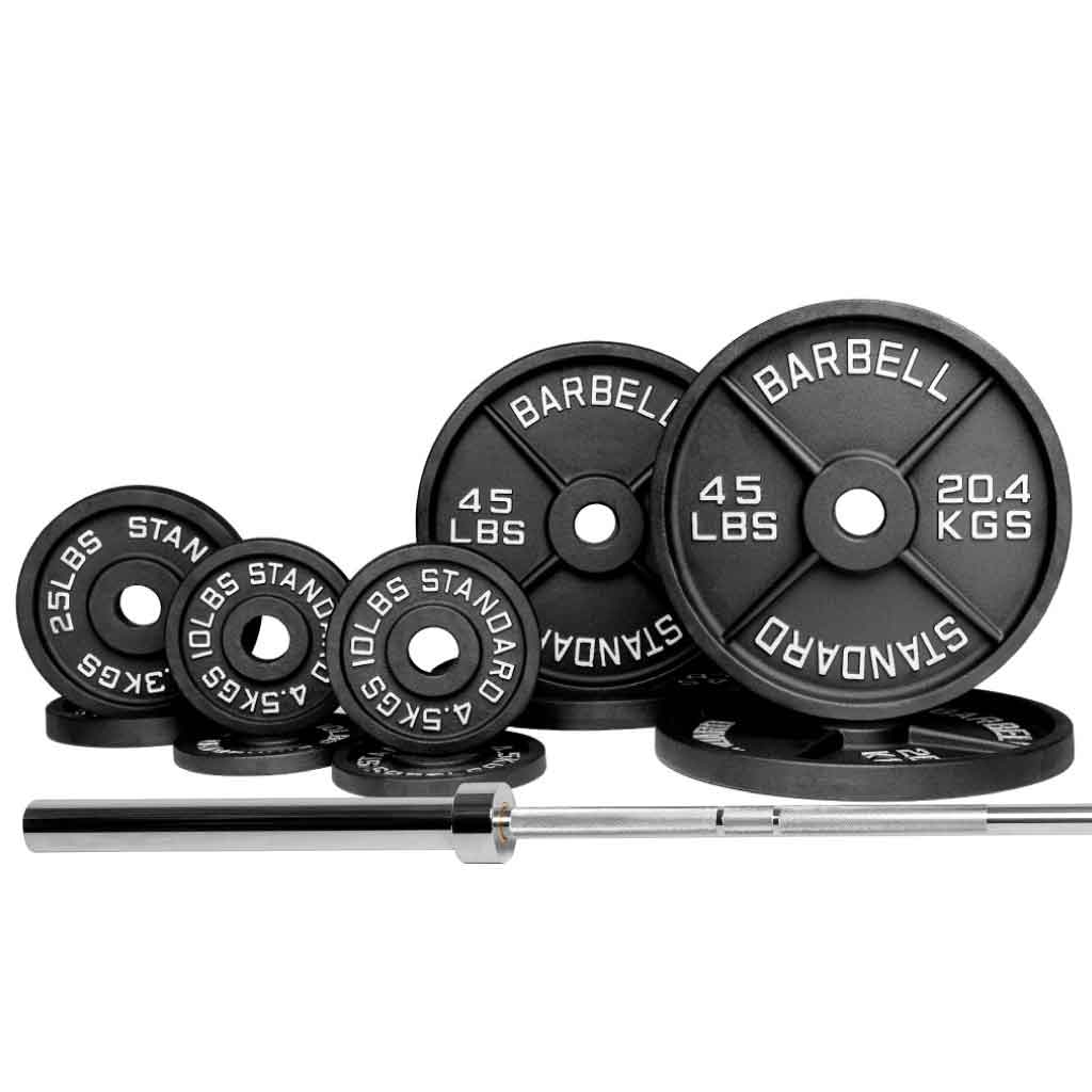 Barbell Standard Set Olympic Barbell 1500 / 270LB Barbell & Weight Set Bundle Builder