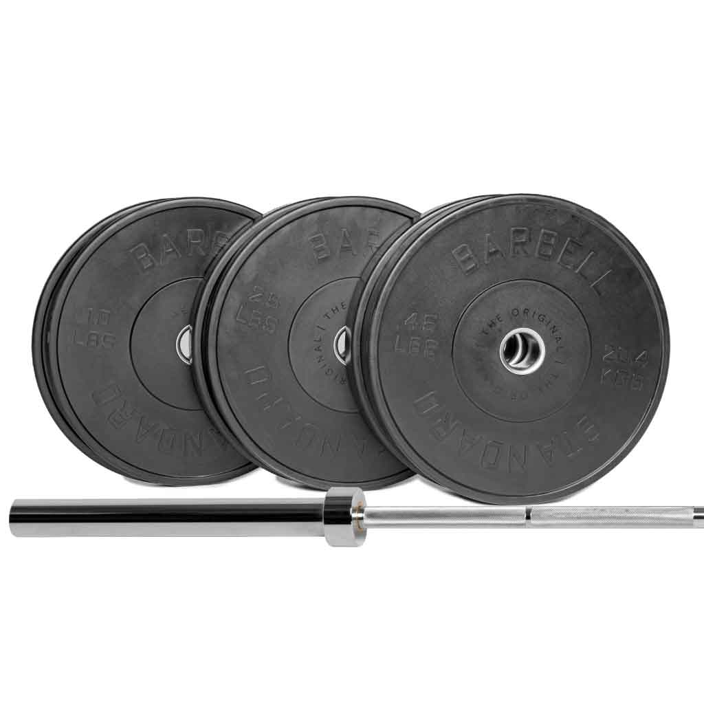 Barbell Standard Set Powerlifting Barbell 2000 / 160LB Bumper Barbell & Weight Set Bundle Builder