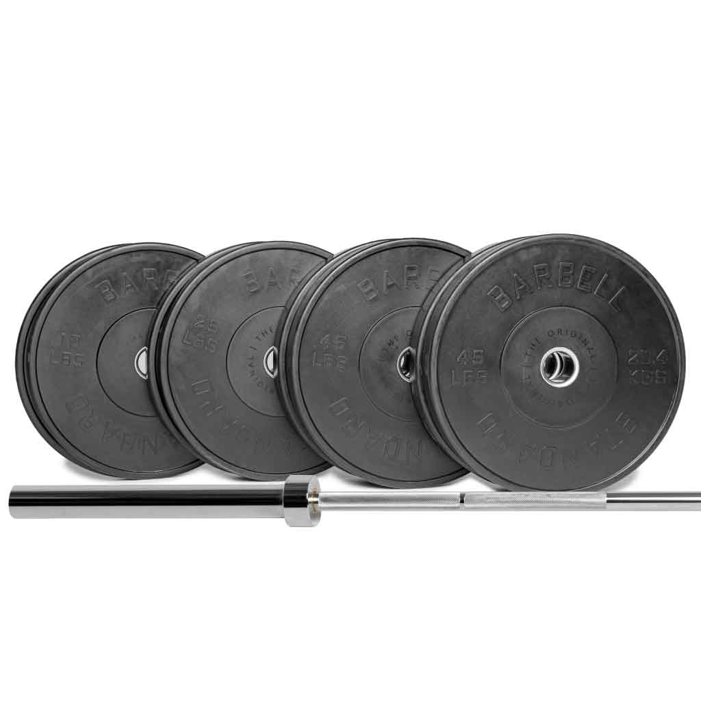 Barbell Standard Set Powerlifting Barbell 2000 / 250LB Bumper Barbell & Weight Set Bundle Builder