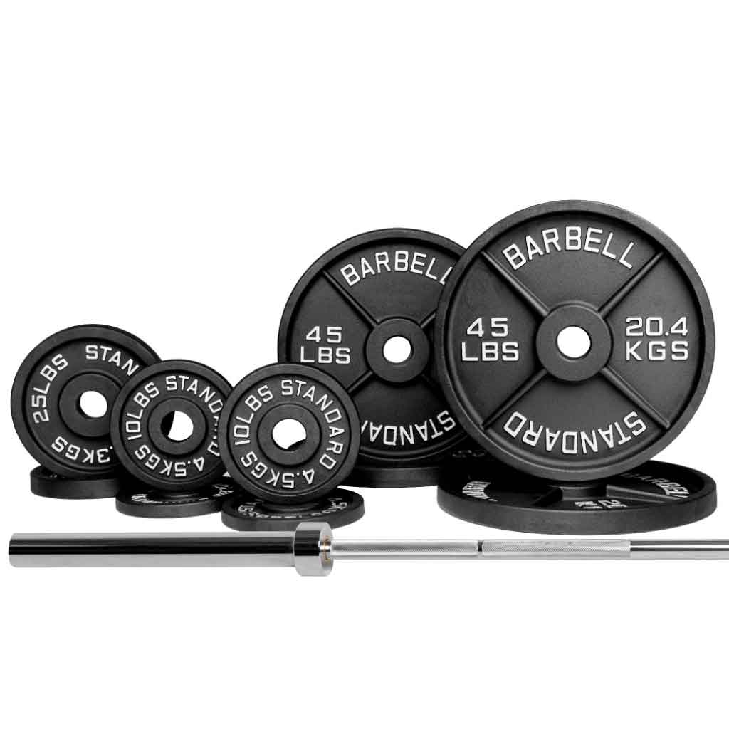 Barbell Standard Set Powerlifting Barbell 2000 / 270LB Barbell & Weight Set Bundle Builder
