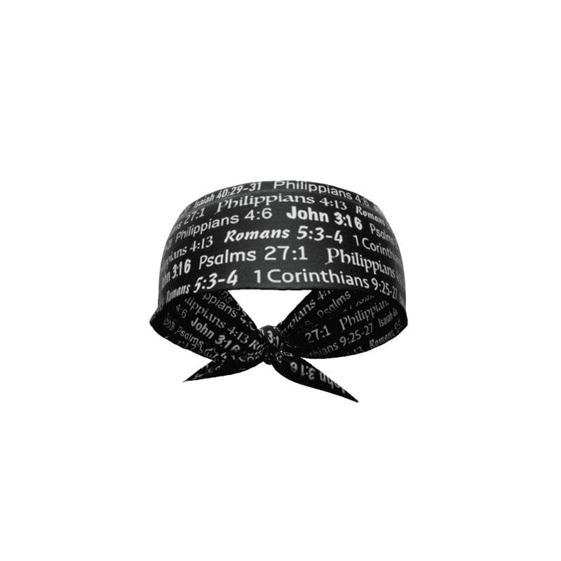 Black Bible Verse Tie Headband - Grit Grind Strength