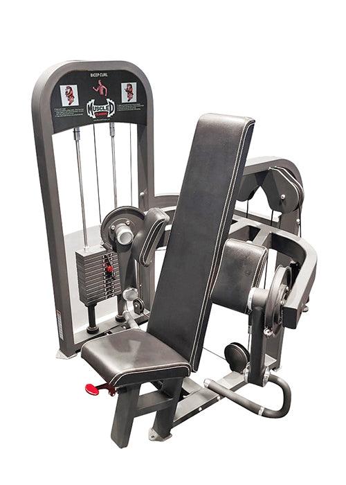 Classic Selectorized Biceps Curl by Muscle D Fitness - Adjustable Seat - Pin Selectorized Weight Stack - Grit Grind Strength