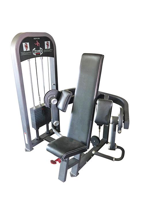 Classic Selectorized Biceps Curl by Muscle D Fitness - Adjustable Seat - Pin Selectorized Weight Stack - Grit Grind Strength
