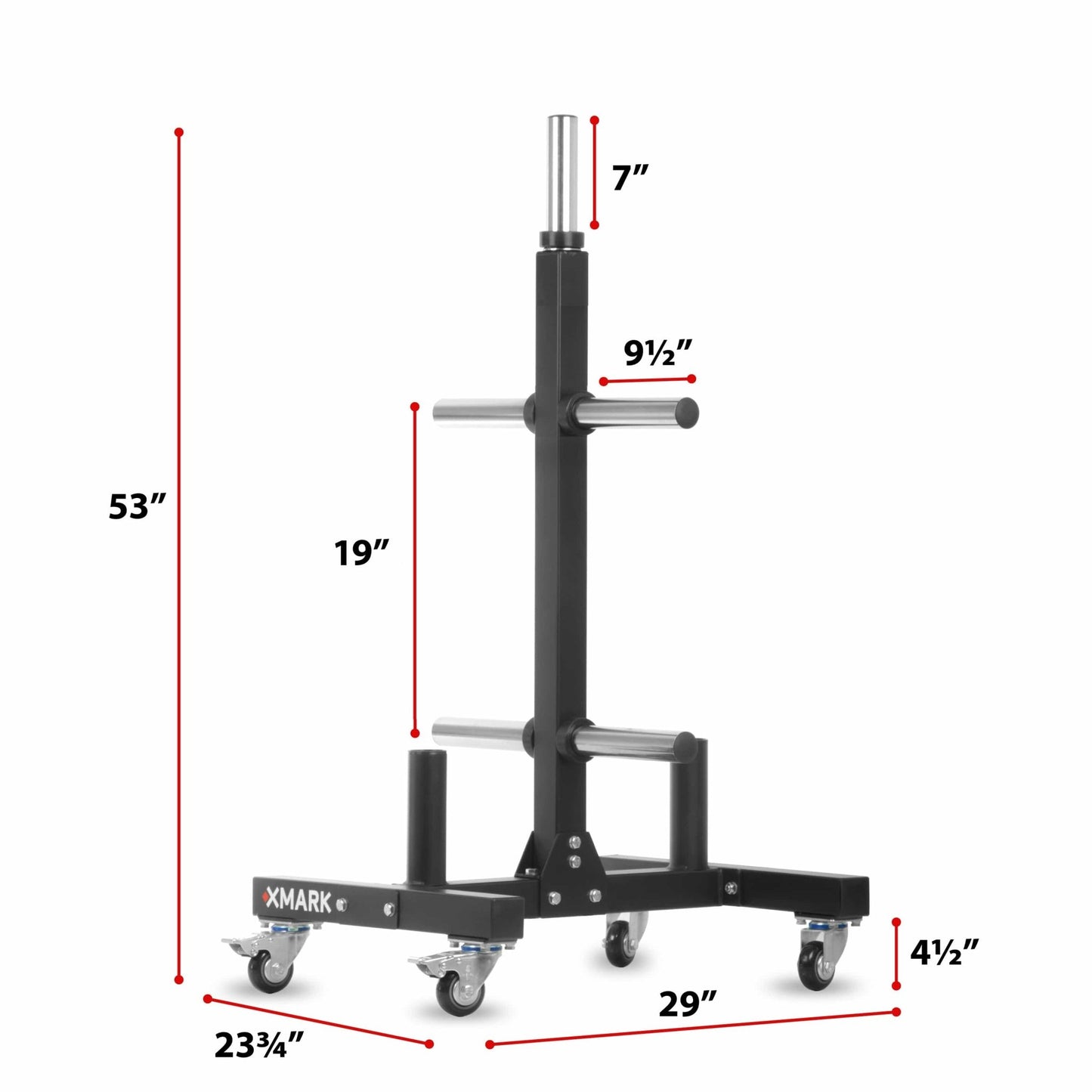 Commercial Bumper Plate Tree on Castors with Dual Bar Holders - Grit Grind Strength