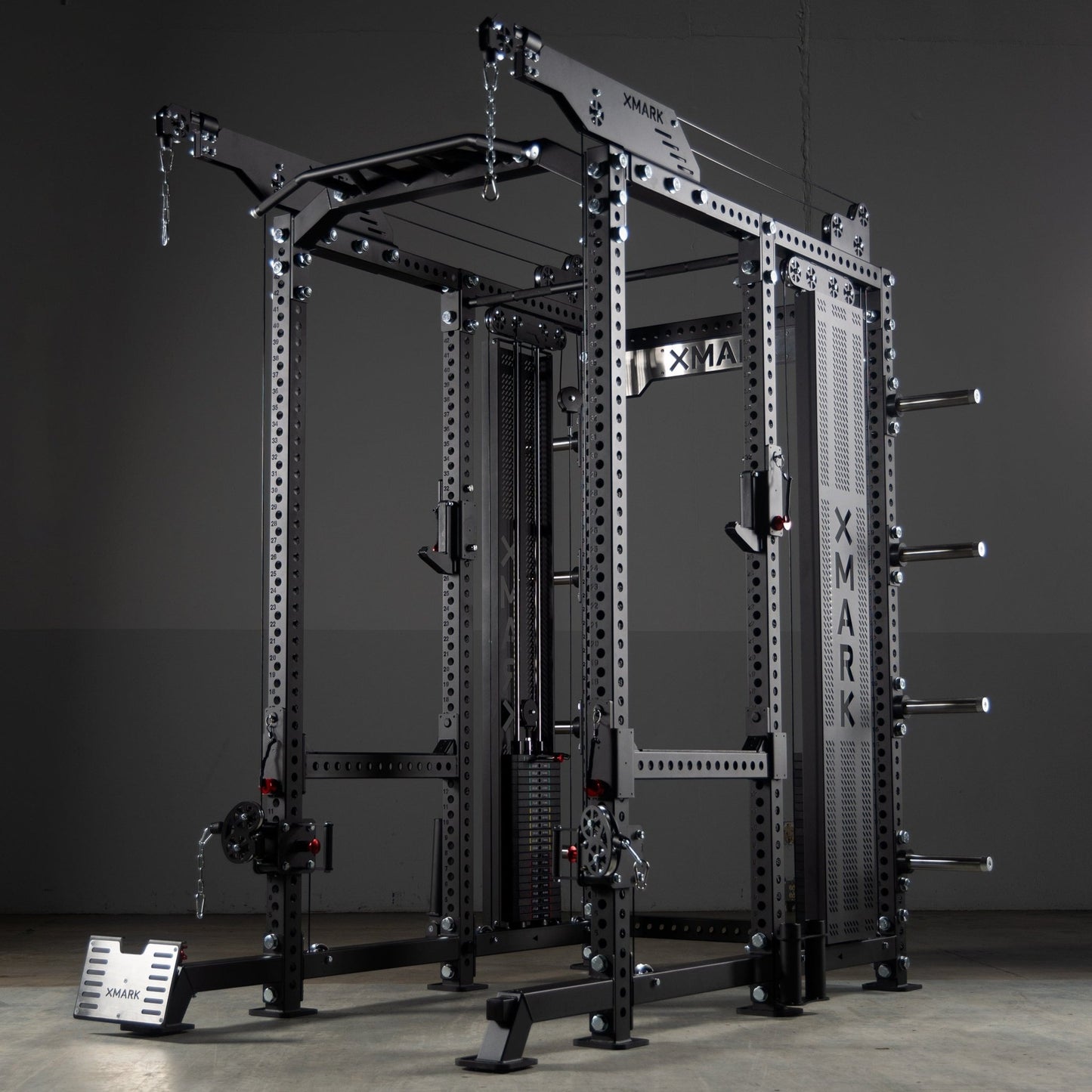 Commercial Power Rack Cable Machine, 440 lbs Total Stack Weight - Grit Grind Strength