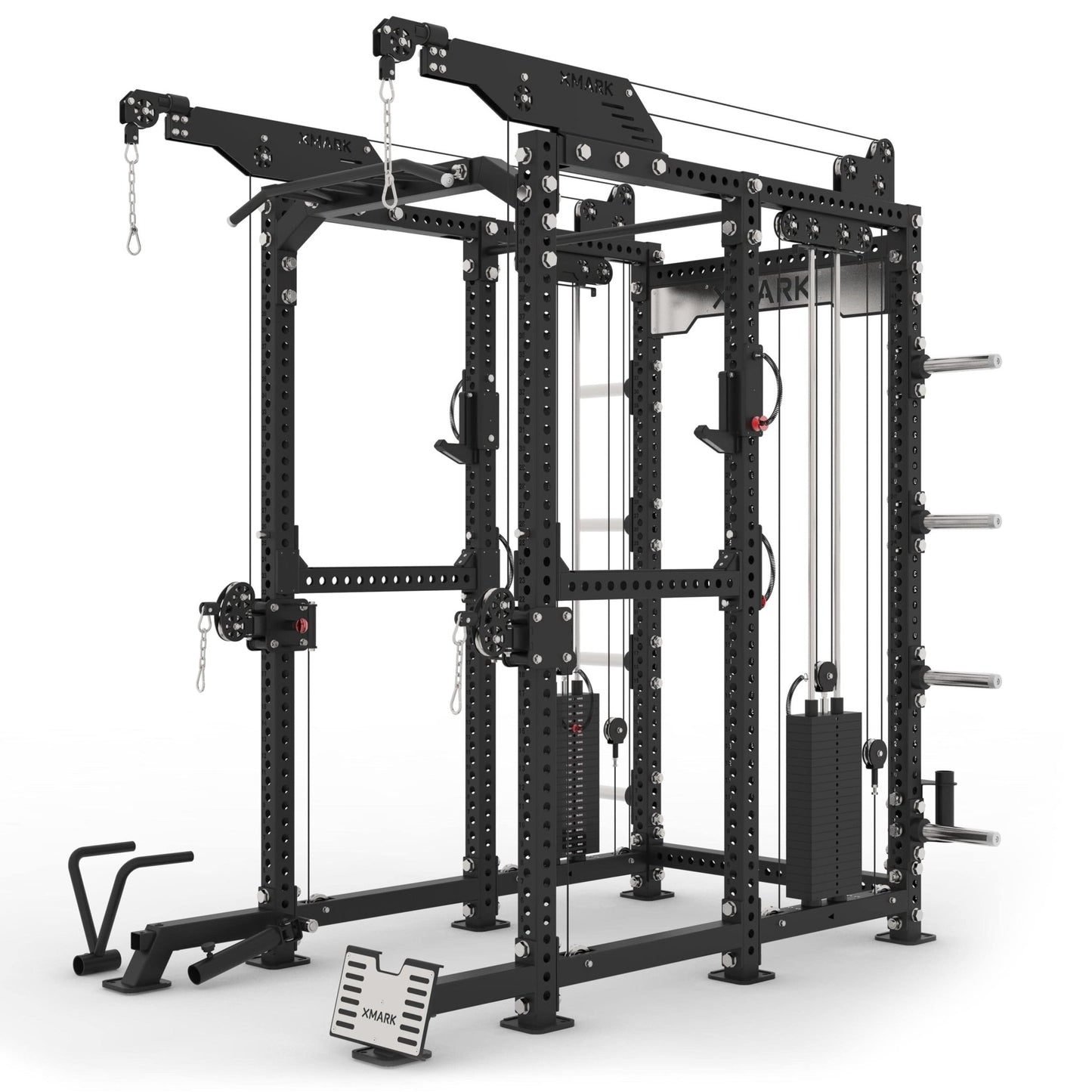 Commercial Power Rack Cable Machine, 440 lbs Total Stack Weight - Grit Grind Strength