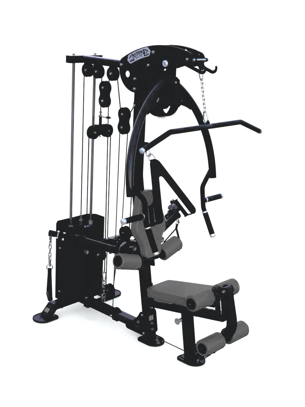 Compact Single - Stack Multi - Gym - Muscle D Fitness - Leg Extension - Seated Chest Row - Seated Row - Chest Pulley - Ab Crunch - Home Gym - Grit Grind Strength