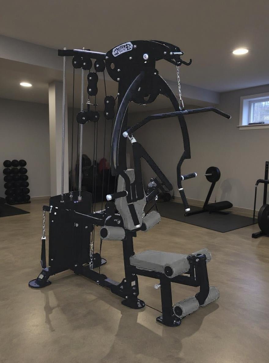 Compact Single - Stack Multi - Gym - Muscle D Fitness - Leg Extension - Seated Chest Row - Seated Row - Chest Pulley - Ab Crunch - Home Gym - Grit Grind Strength