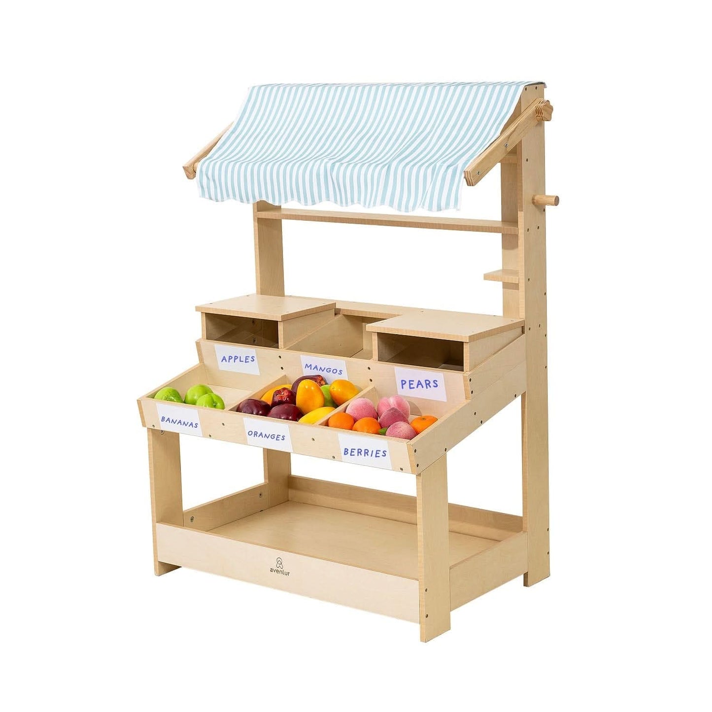 Cypress Wooden Market Stand – Pretend Play Shop for Kids with Storage - Grit Grind Strength