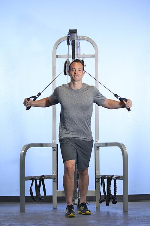 Dual Function High - Low Pulley Combo - Muscle D Fitness - Vertical Adjustable - Pin Selectorized - Handle Storage - Grit Grind Strength