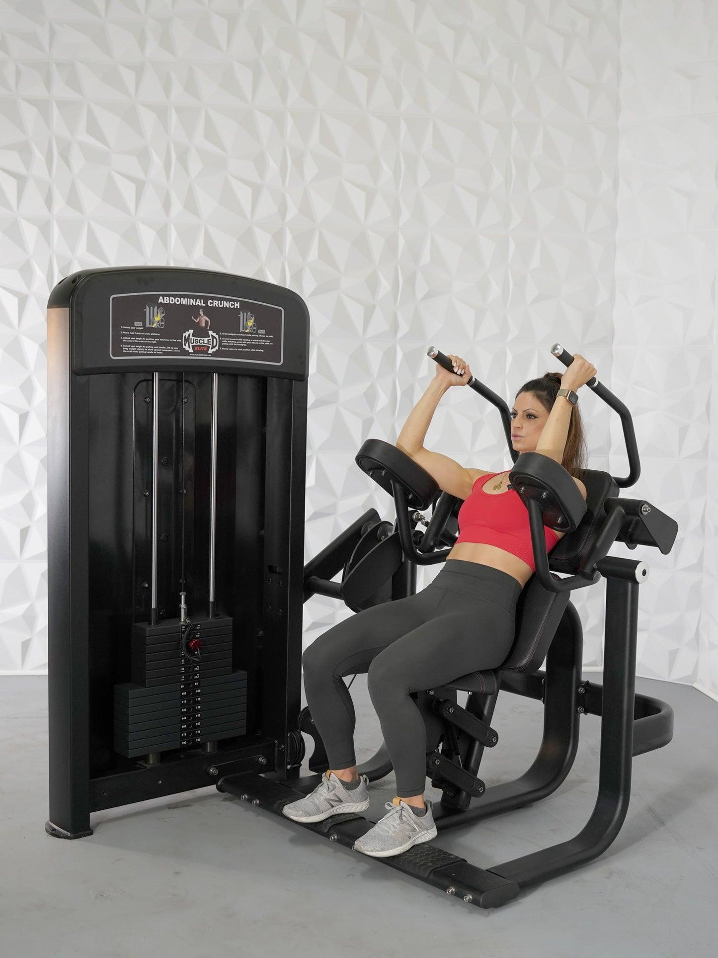 Elite Selectorized Ab Crunch Machine - Muscle D Fitness - Commercial Grade - Adjustable Seat - Pin Selectorized - Abdominal Workout - Grit Grind Strength