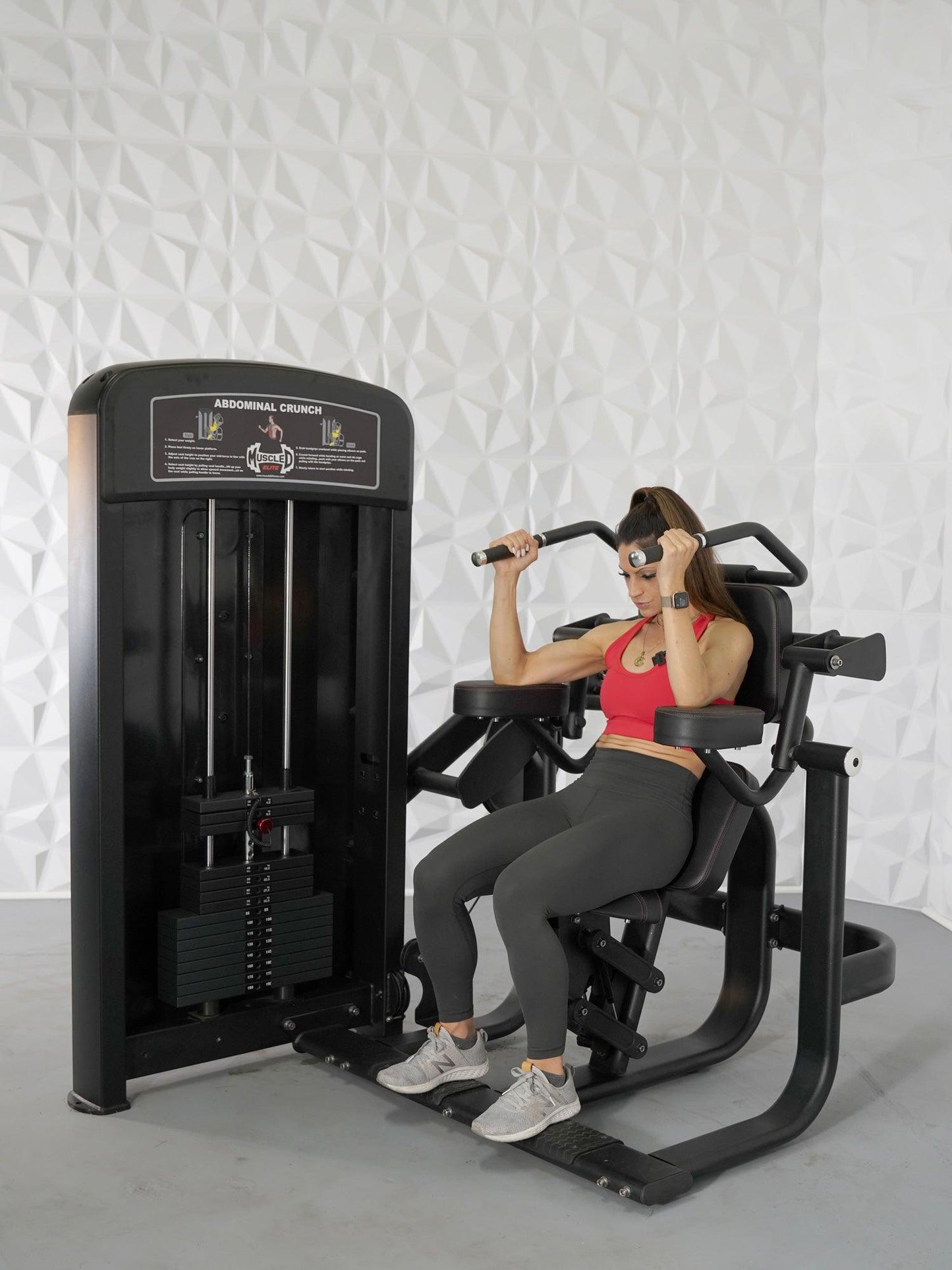 Elite Selectorized Ab Crunch Machine - Muscle D Fitness - Commercial Grade - Adjustable Seat - Pin Selectorized - Abdominal Workout - Grit Grind Strength