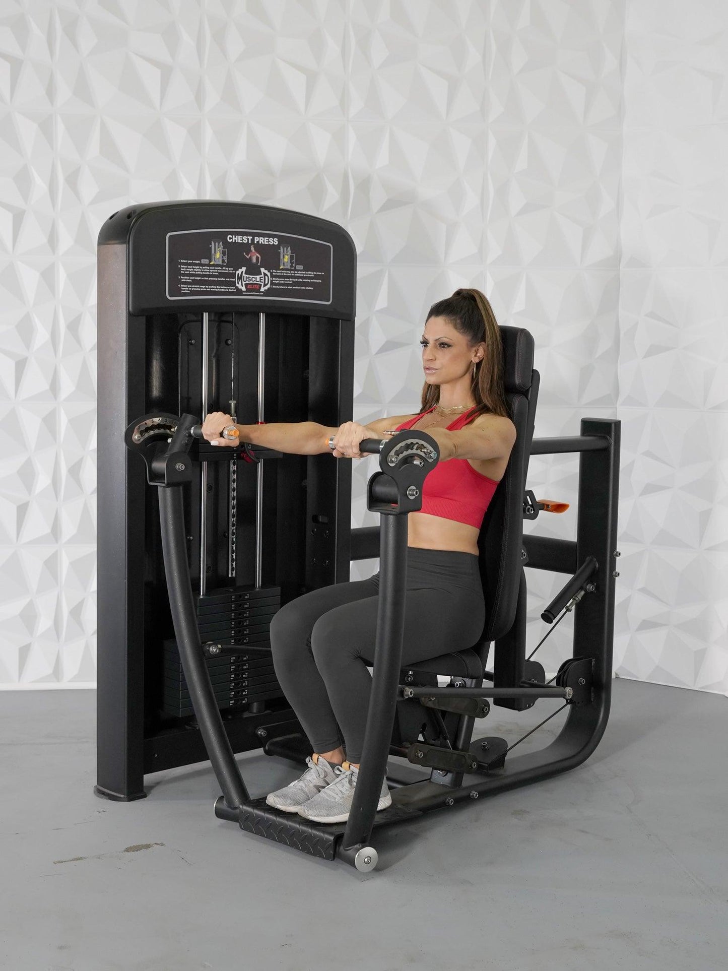 Elite Selectorized Chest Press - Muscle D Fitness - Commercial Grade - Adjustable Seat - Pin Selectorized - Grit Grind Strength