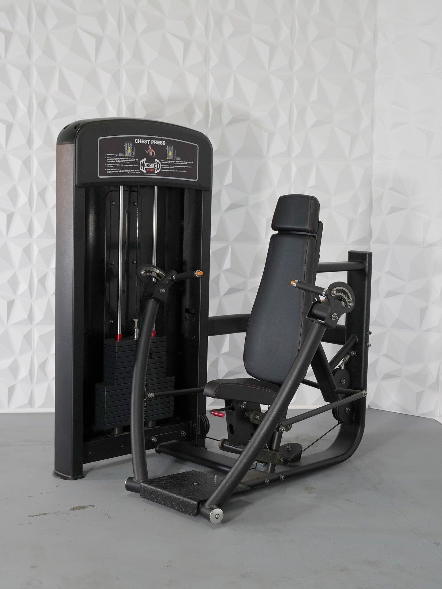 Elite Selectorized Chest Press - Muscle D Fitness - Commercial Grade - Adjustable Seat - Pin Selectorized - Grit Grind Strength